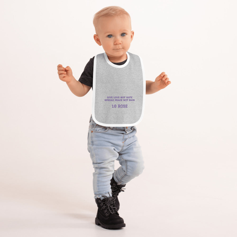 spread peace Embroidered Baby Bib