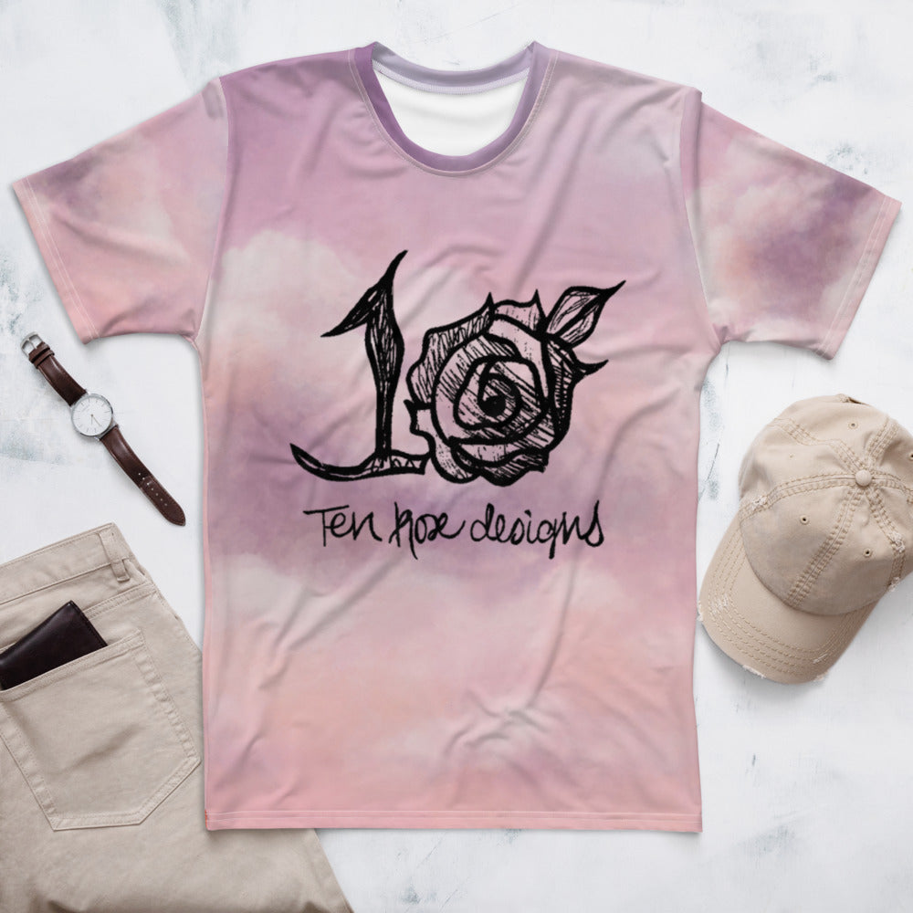 10 rose classic.logo on the pink clouds Men's T-shirt