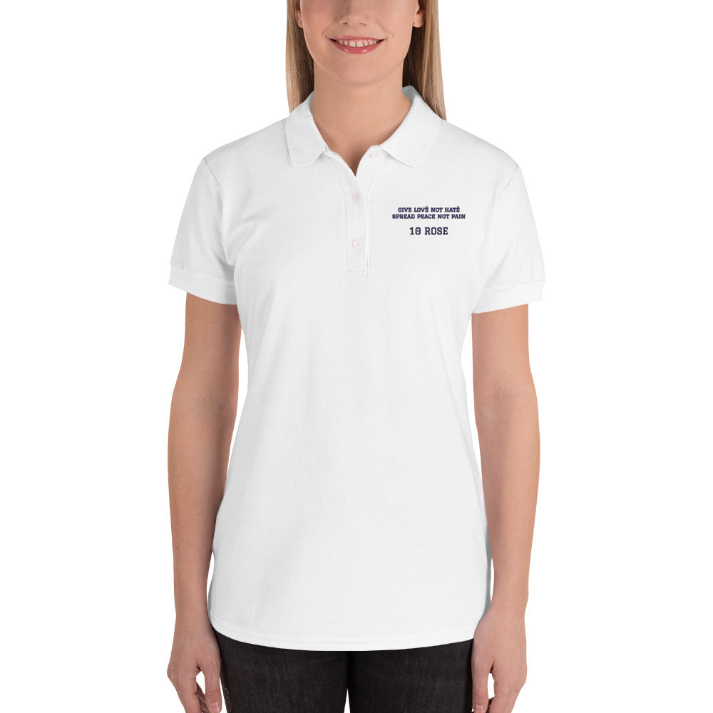 spread peace Embroidered Women's Polo Shirt